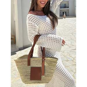 Openwork Bell Sleeve Knit <b>Maxi</b> Dress <b>White</b> Women's Sweater Dress - Product Image 3