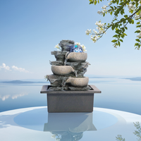 Fontaine extérieure de bouddha assis avec LED, méditation zen, décor de jardin/patio/arrière-cour