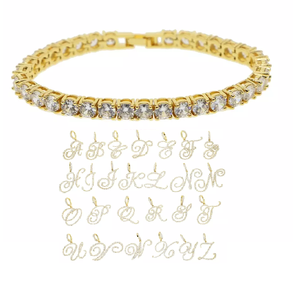 Tobillera de tenis de CZ, colgante de <span class=keywords><strong>letra</strong></span> <span class=keywords><strong>cursiva</strong></span>, 5A, brillante, novedad de verano de <span class=keywords><strong>2022</strong></span> - Product Image 5