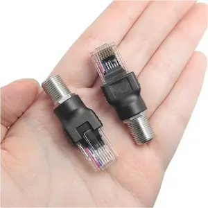 Adaptador convertidor de RF a RJ45 de alta calidad, tipo F a RJ45, adaptador de cabeza de cristal, Conector de acoplador de barril Coaxial