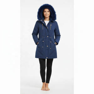 Manteau <span class=keywords><strong>parka</strong></span> pour <span class=keywords><strong>femme</strong></span> en <span class=keywords><strong>polaire</strong></span> d'agneau épaisse et ample pour l'automne et l'hiver, avec capuche en fourrure amovible et taille ajustable - Product Image 2