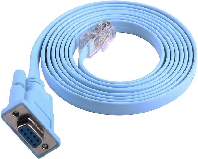 ALK-LINK 1.8m Blue RJ45 DB9 Female RS232 Serial Console Cable Braid Shielding TPE Jacket High Speed Data Transfer Computer