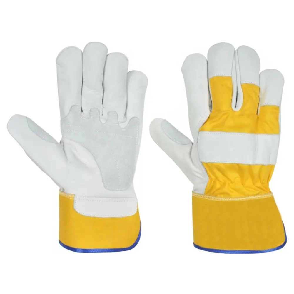 Best Quality Impact Protective Work Gloves Cut Resistant Cowhide Split Leather Patch Palm Work Gloves For Safety