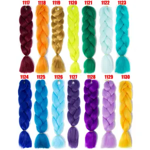 Grosir 24 inci 100g diy kotak crochet kepang rambut sintetis ekstensi rambut ombre jumbo mengepang ekspresi rambut