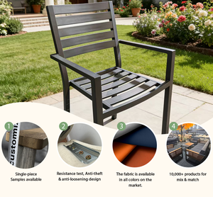 Sedia da Pranzo Moderna per Esterni, Sedia e Tavolo in <span class=keywords><strong>Alluminio</strong></span> 6063 con Tessuto per <span class=keywords><strong>Giardino</strong></span>, Villa, Hotel e Ristorante - Product Image 2