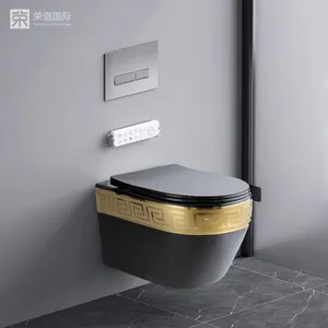 Lüks duvara monte Modern komodin banyo tuvalet uzatılmış seramik çerçevesiz tuvalet duvar asılı/komodin lavabo