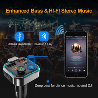 Chargeur Voiture Mains Libres BT5.0 Dual USB QC3.0 Charge Rapide avec Écran Émetteur FM et Lecteur de Musique MP3 Bluetooth