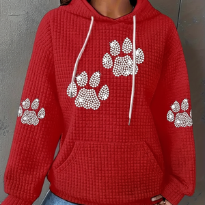 Sudadera con capucha atlética de algodón 100% para mujer, ropa de calle con acentos de diamantes de imitación, precio de fábrica, diferentes diseños, tamaños, cuello con capucha de invierno - Product Image 1