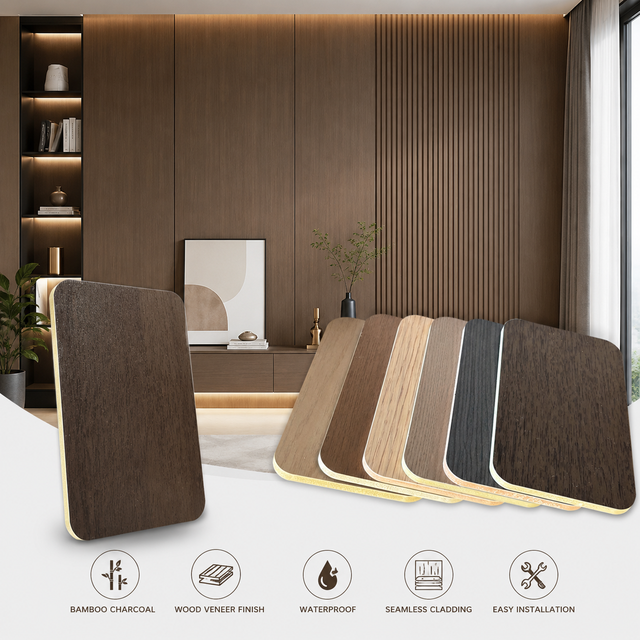 PVC Wall Panels & Boards Lightweight Easy Cut 5mm Bamboo Charcoal Wall Panel Commercial Interior Decorative Board