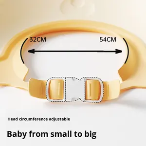 Bonnet de douche imperméable pour bébé avec protection des oreilles et des yeux, bande magique réglable, motif animal de dessin animé pour le bain des enfants - Product Image 3