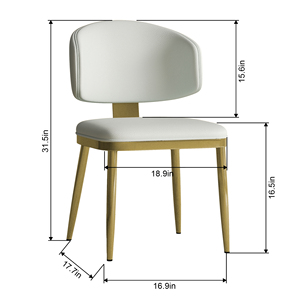 <span class=keywords><strong>Set</strong></span> di 2 sedie da pranzo bianche, sedie per la casa dal design moderno, sedie da pranzo in metallo e pelle PU per cucina e sala da pranzo - Product Image 6