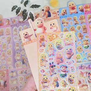 Autocollants de dessins animés MilkDragon découpés au laser avec film pailleté pour journalisation et emballage cadeau - Product Image 3