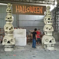 Arche de squelette de taille réelle en fibre de verre pour Halloween, citrouille, entrée, porte, accessoire de maison hantée en plein air avec panneau