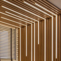 Goodsound Noir 3D Akupane Intérieur en bois Panneau de plafond acoustique décoratif Panneau mural décoratif avec lumière LED