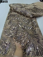 Tissu en dentelle de tulle africain vert citron doux en gros, avec perles et broderies de paillettes, 5 yards, pour robes et sacs