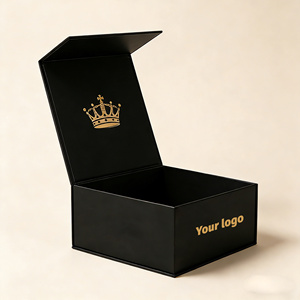 Custom Logo <b>Black</b> Biodegradable Rigid Foldable Cardboard <b>Gift</b> <b>Box</b> with Magnetic Closure - Product Image 2