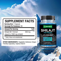 Cápsulas de Shilajit Premium Aptas para Veganos con Shilajit para Apoyar la Densidad Mineral Ósea, Suplemento Dietético en Cápsulas