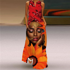 <span class=keywords><strong>Ropa</strong></span> Étnica <span class=keywords><strong>de</strong></span> Verano al por Mayor, Falda Larga para Mujer, Vestido Africano Holgado, Vestido Estampado para Mujer, Talla Grande - Product Image 6