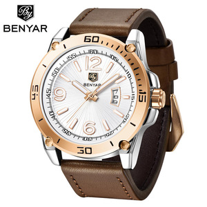 Benyar 5166 Người Đàn Ông Xem Thương Hiệu Hàng Đầu Sang Trọng Nam Da Không Thấm Nước Thể Thao Thạch Anh Chronograph Đồng Hồ Đeo Tay Đồng Hồ - Product Image 3