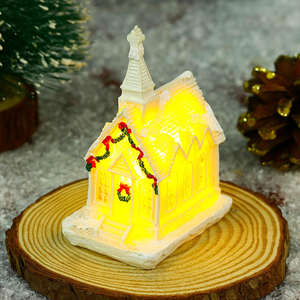 AYOYO Nouvelle Décoration De Noël Blanc Résine Lumineuse <span class=keywords><strong>Petite</strong></span> <span class=keywords><strong>Maison</strong></span> Micro Paysage Petites Décorations Cadeau De Noël - Product Image 4