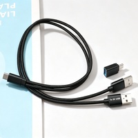 Kabel Transmisi Data CarPlay AI BOX yang Tersedia, Konektor USB/Type-C, Dilengkapi Catu Daya Tambahan (Nylon Berkualitas Tinggi)