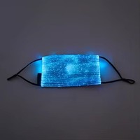 Masque facial LED scintillant à étoiles, plissé plat bleu, réutilisable, pour festivals et soirées