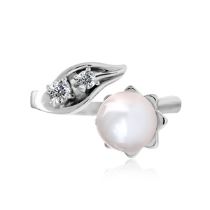 Charmanter Schmuck Zarter Ring Verziert mit <span class=keywords><strong>Swarovski</strong></span> Pearl Daisini Zirkonia 18 Karat vergoldetem Ring für Frauen - Product Image 5