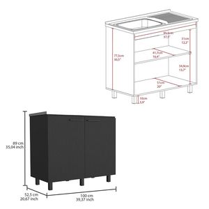 DB Utility Évier à deux armoires de conception moderne Bussolengo Armoire de cuisine finition wengue noire - Product Image 6