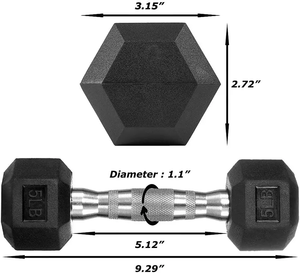 Vente en gros en usine Gym Steel 10KG Ensemble de poids hexagonaux multiples Jeu d'haltères hexagonales 5kg - Product Image 5