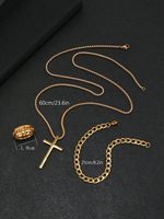 Ensembles de Bijoux et Bijouterie Fantaisie pour Homme, Bracelet Chaîne, Bagues et Collier en Acier Inoxydable, Or, Argent, Noir (OEM)
