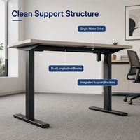 Cadre de bureau assis-debout électrique moderne à moteur unique, 2 étapes, double poutre, moteur apparent, sur mesure