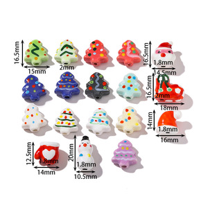 Perles de noël en céramique de formes variées, pour la fabrication de bracelets, ornements à faire soi-même, arbres de noël, bonhommes de neige, accessoires de bijoux - Product Image 2
