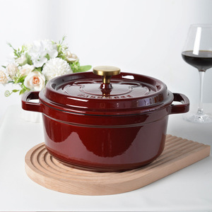 Export quality 24CM enameled cast iron <b>pot</b>, soup <b>pot</b>, stew <b>pot</b>, black enamel inner <b>pot</b>, multi-functional non-stick <b>pot</b> - Product Image 3