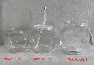 <b>Glass</b> <b>Fish</b> <b>Bowl</b> Shape <b>Fish</b> <b>Bowl</b> Party Cup 1200ml 46oz With Straw With Lid Party Event Custom Logo Wholesale - Product Image 5