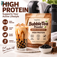 Poudre de thé aux bulles KingFisher OEM sans sucre à base de protéines végétales pour la nutrition sportive, boisson instantanée au sucre brun, vente en gros