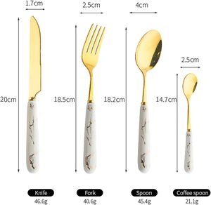Stock Stainless Steel 24-Piece Rack Ceramic Handle <b>Knife</b> <b>Fork</b> <b>Spoon</b> Gift Box Western Food Nordic Style Cutlery <b>Set</b> SS 18/0 - Product Image 5