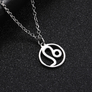 Collier Pendentif Personnalisé en Acier Inoxydable et Bambou, Signe du Zodiaque Lion Taureau Creux, Bijou Tendance pour Femme - Meilleure Vente - Product Image 1