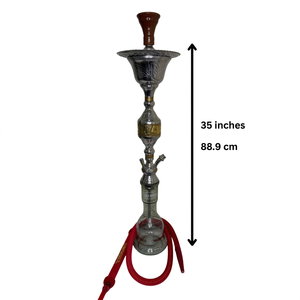 Authentic Handcrafted Khalil Maamoon Hookah - Solid Brass Core Ice General <b>1</b>-Level 35 <b>Inch</b> (88.9 cm) Full Set - Product Image 2