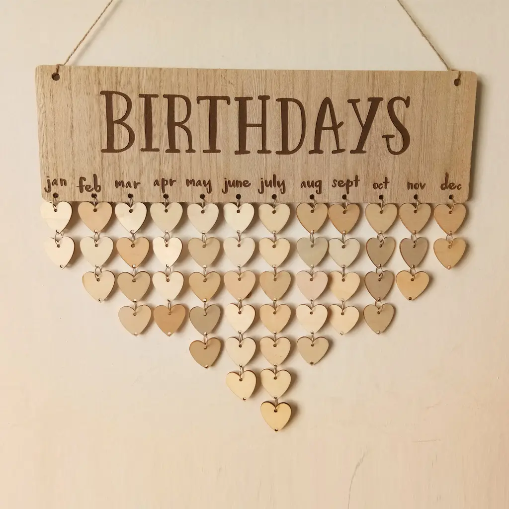 Calendario de madera de cumpleaños para recordar a la familia días importantes recordatorio de cumpleaños para colgar en la pared rastreador de madera Diy