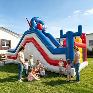 Château gonflable classique coloré personnalisé, structure de saut commerciale avec toboggan intégré, équipement de jeu extérieur pour enfants - Product Image 2