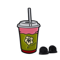 Fabricant de badges personnalisés en métal, mignons, en émail dur ou souple, avec logo sur mesure, pour thé au lait à bulles Boba