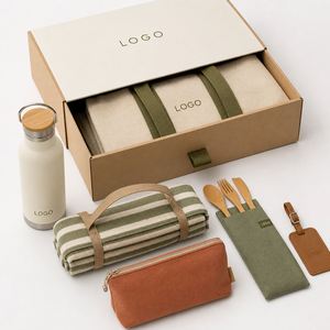 Custom Personalized Thanksgiving Graduation Hospitality Guest Welcome Kit Canvas Tote Bottle Picnic <b>Blanket</b> Cutlery Snack Pouch - Product Image 1