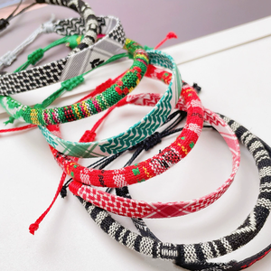Hot Hand Woven <b>Bracelet</b> Arabic Headscarf with the Same Color Adjustable Hand <b>Rope</b> Palestine Ribbon Braided <b>Bracelets</b> Wholesale - Product Image 6