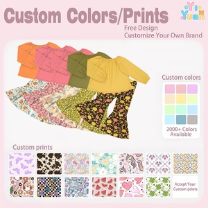 Set Due Pezzi per Bambine: Camicetta a Maniche Lunghe con Stampa Floreale e Pantaloni a Zampa, Outfit Casual Autunnale per Feste e Uso Quotidiano - Product Image 3