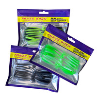 Lot de 15 leurres souples de pêche de 6 cm, 1,3 g, queue en T, appât en plastique souple, ver artificiel bicolore, jerkbait
