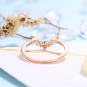 Anillo de Boda de Plata de Ley 925 con Oro Rosa y Ópalo Natural Vintage para Mujer - Product Image 5