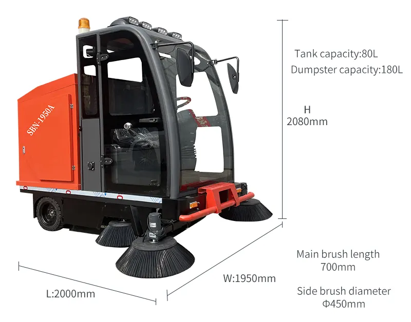 Wholesale SBN-1950A Lead-Acid Battery Sidewalk Floor Sweeper With Water Sprinkler