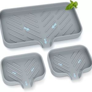 Tapis de séchage anti-éclaboussures en silicone pour robinet et évier de cuisine, avec support pour distributeur de savon et éponge, et plateau de rangement pour comptoir - Product Image 5