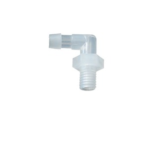 Conector de codo roscado de plástico M10 con conexión macho de 8 mm para sistemas de riego de invernaderos - Product Image 1