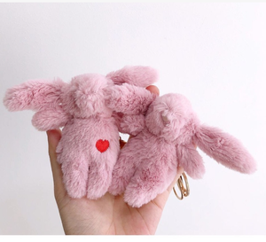 Porte-clés lapin en peluche rose mignon et doux avec breloque lapin en peluche et sac à dos jouet pour les couples avec fonction d'amour améliorée - Product Image 6